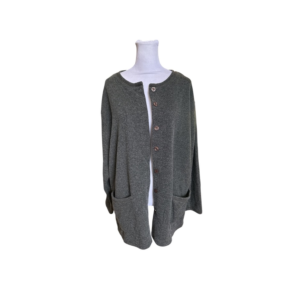 Fashion Bug Womens Plus Size 14/16W Olive Green Button Vintage Cardigan